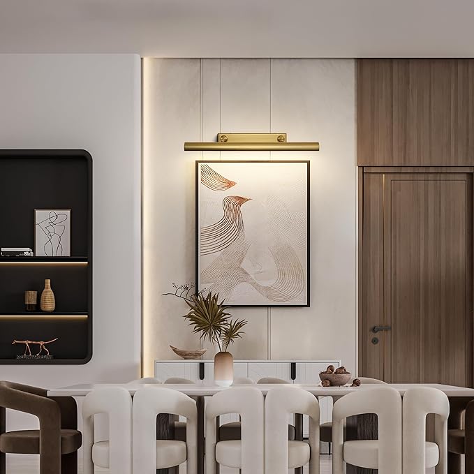 30" Brass Picture Light for Wall, Thickened Copper Gallery Library Painting Art Lights with 4 Bulb, Indoor Hardwired Wall Sconce Light for Poster Frame, Staircase, Hallway, Vanity Bedroom