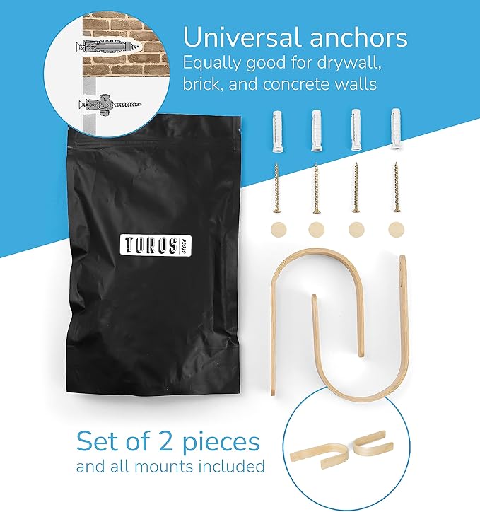 Wood Curtain Holdbacks - Set of 2 Modern Farmhouse Holdback for Drapes, Hooks for Walls, Curtains Tiebacks Wall Mount, Wooden Curtain Pullbacks Hook, Drapery Holders, Home Decor