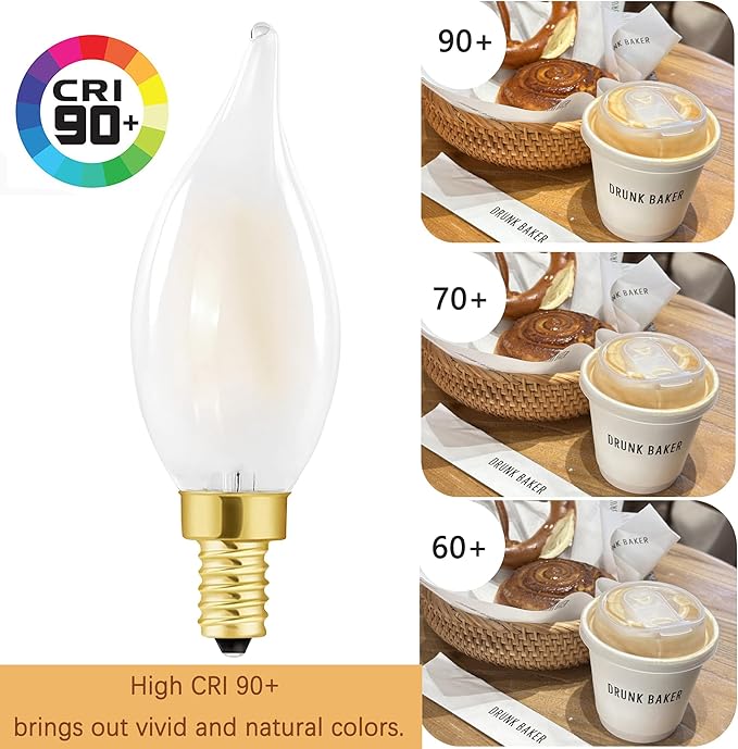 Chandelier Light Bulbs 40 Watt, Dimmable Frosted Candelabra LED Bulbs,4W Equal 40W, Neutral White 4000K, E12, 400LM,AC120V, Ceiling Fan Light Bulbs Type B (6 Pack) (4w-4000k(Neutral White))