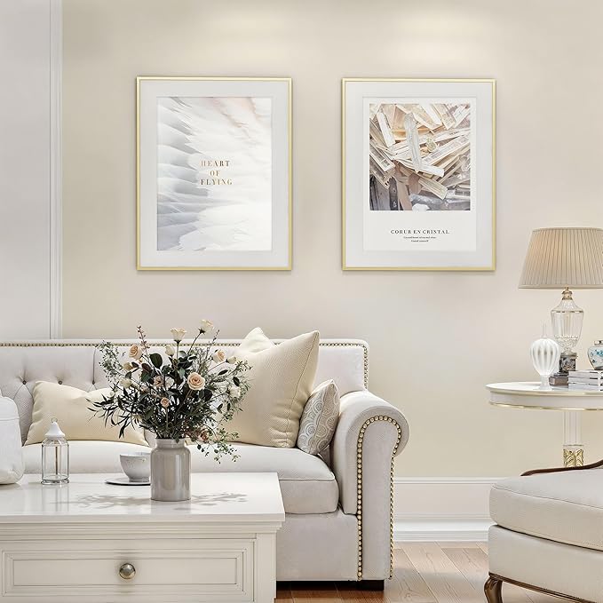 20x24 Picture Frame, 20x24 Metal Picture Frame With Mat For 16x20 Photo, Aluminum Metal Poster Frame with High Definition Plexiglass, Display for Wall Mounting or Tabletop Pack of 1,Golden