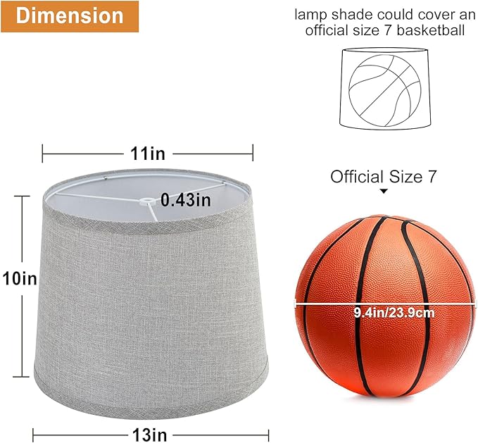Grey Lamp Shades Set of 2, Drum Lampshades, Lampshade 10 Inches Height, Lampshades for Table Lamp, Floor Lamp, Pendant Light, Lamp Shade Harp Holder Included