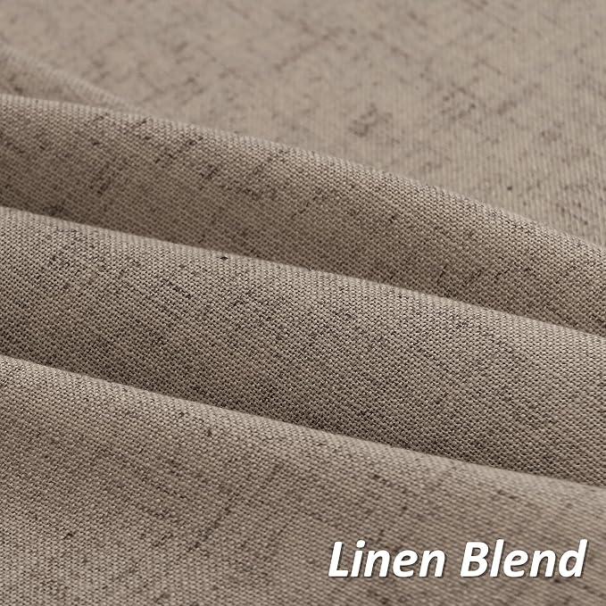 Guken Khaki Linen Curtains 84 Inches Long 2 Panel Set Rod Pocket Semi Sheer Dining Room Cozy Bedroom Decor Cotton Look Country Rustic Farmhouse Boho Curtains 52x84