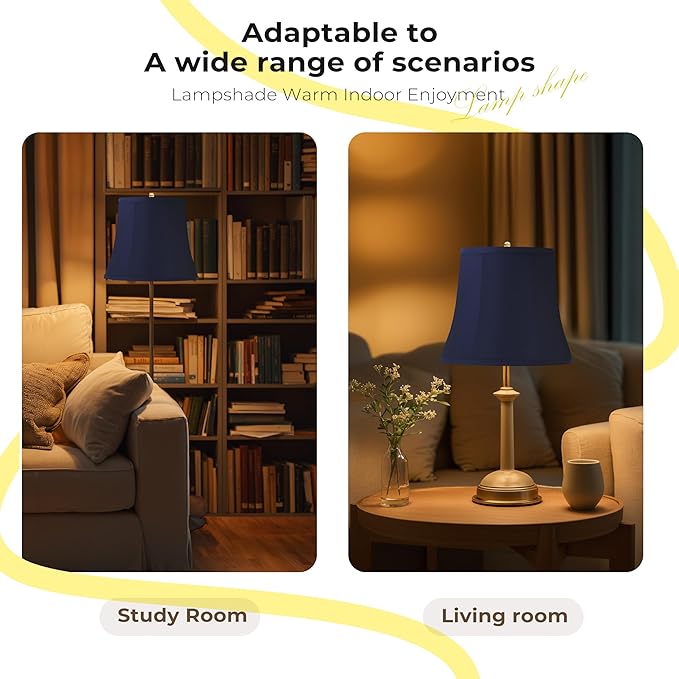 Fabric lamp shades,Lamp shades set of 2, boho lamp shade,linen lamp shade,10" Top x 14" Bottom x 10.5" High(Spider),blue lampshades for floor lamps,living room lamp shades set of 2