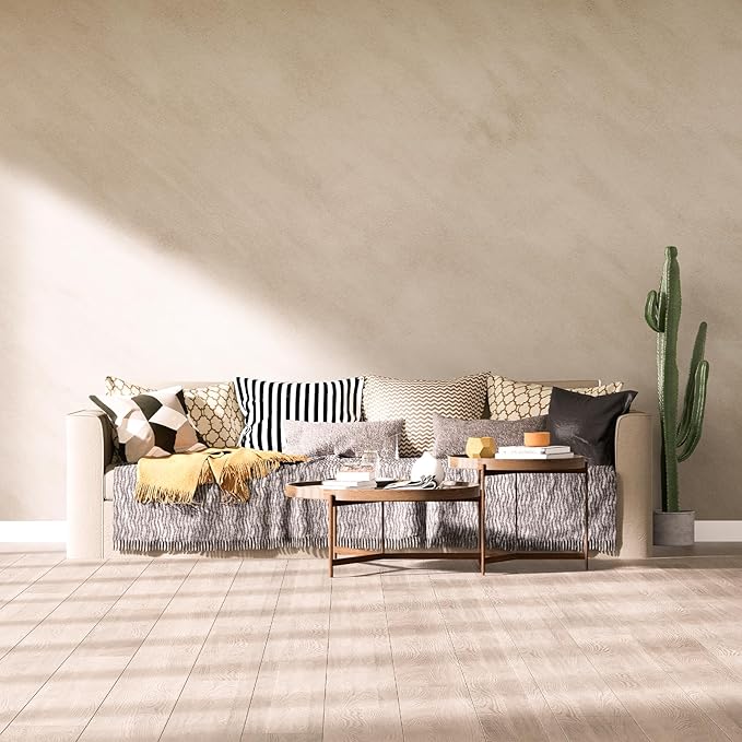 Beige Limewash Peel and Stick Wallpaper 32'' x 354'' Concrete Cream and Yellow Texture Contact Paper Self Adhesive PVC Waterproof Matte Granite Vinyl Removable for Kitchen Living Room Gym Dorm