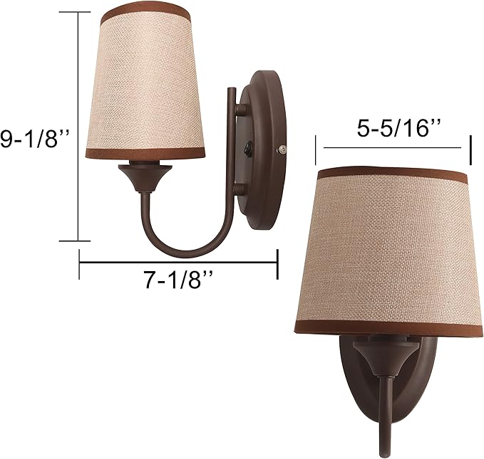 12V LED RV Wall Sconce with On/Off Switch (LED Bulb Included), Decorative Fabric Light Fixture with 1 Bulb, 12Volts Interior Light for RV, Motorhome, Camper, Boat