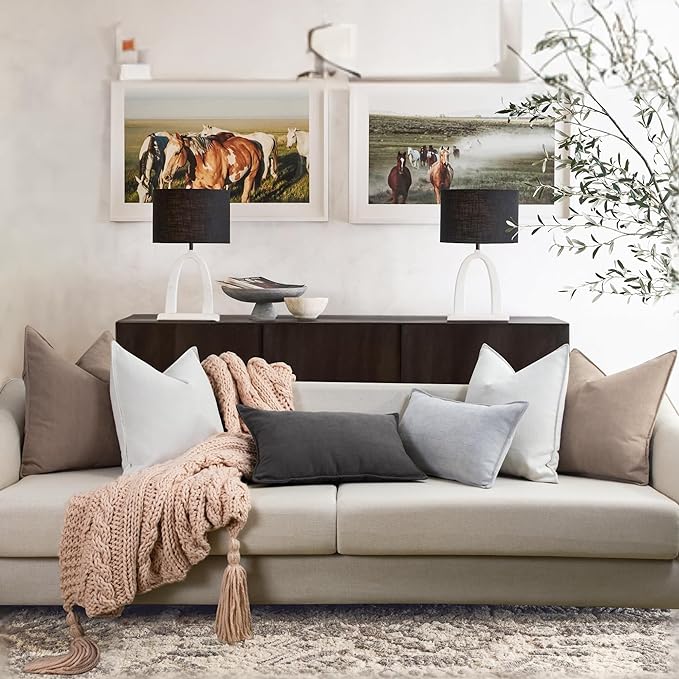 ZWJD Cream Pillow Covers 22x22 Set of 2 Chenille Throw Pillow Covers with Elegant Design Soft and Luxurious Decorative Throw Pillows for Couch, Bed, and Home Decor