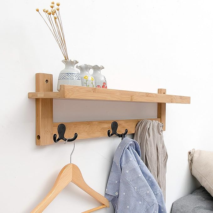 IBosins 8 Pack Heavy Duty Double Prong Coat Hooks Wall Mounted with 16 Screws Retro Double Hooks Utility Hooks for Coat, Scarf, Bag, Towel, Key, Cap, Cup, Hat