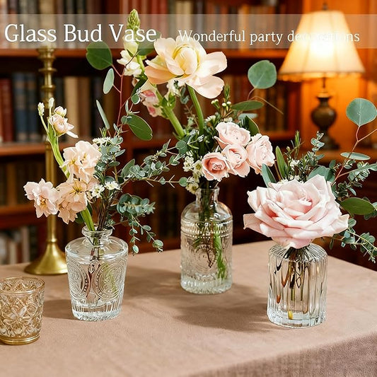 Glass Bud Vase Set of 12 Pcs, Small Glass Vases for Flowers, Vintage Vases for Centerpieces, Small Flower Design for Centerpieces Wedding Decorations Home Flower Party Decor