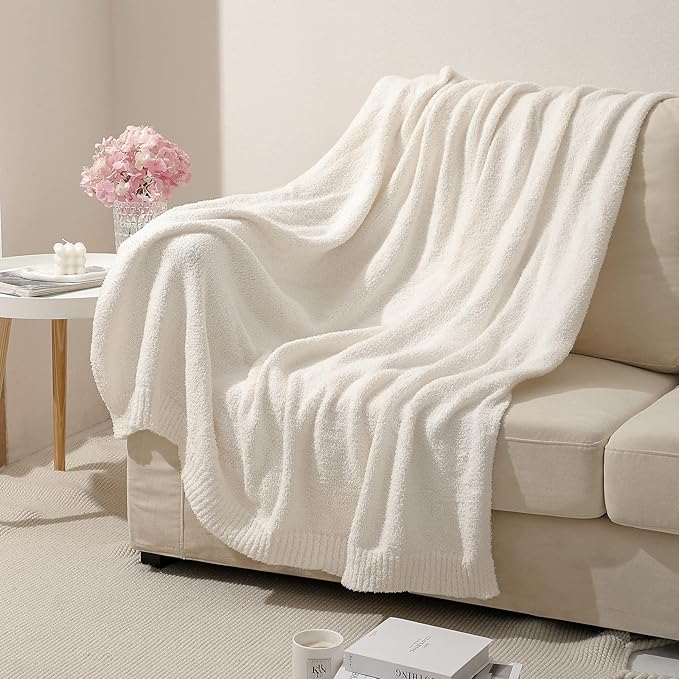 bearberry Super Soft Fluffy Throw Blanket Lightweight Cozy Warm Throw Blankets for Couch Bed Sofa All Season(Cream, 50”x60”)