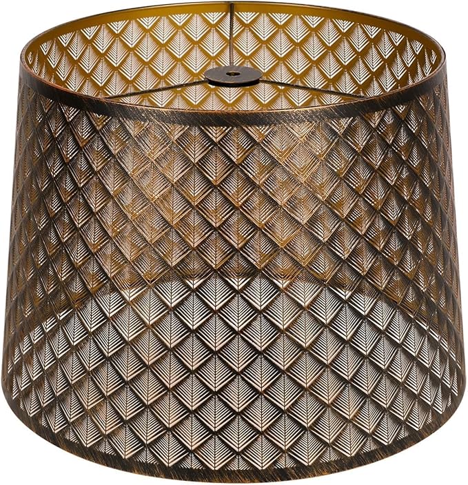 ALUCSET Metal Etching Large Lamp Shade, Drum Big Lampshades for Table Lamp and Floor Lamps, Unique Arrow Design, Bronze 12" Top X 14" Bottom X 10" High, Spider