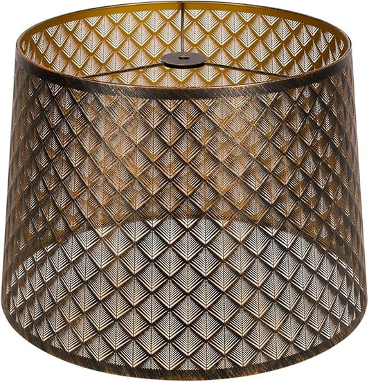 ALUCSET Metal Etching Large Lamp Shade, Drum Big Lampshades for Table Lamp and Floor Lamps, Unique Arrow Design, Bronze 12" Top X 14" Bottom X 10" High, Spider