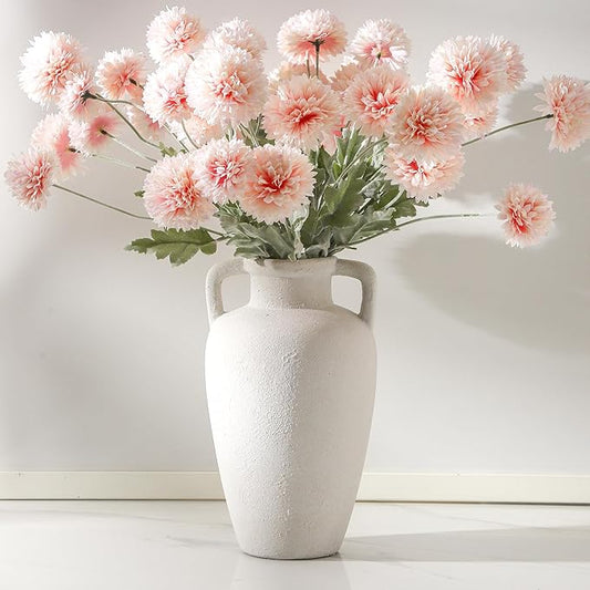 Large Ceramic Vase - 11.41 inch Tall Rustic Vase with 2 Handles, Decorative Flower Vases for Home Decor, Living Room Shelf Decor, Table Office