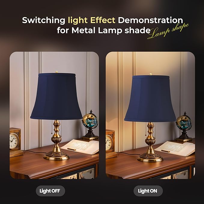 Fabric lamp shades,Lamp shades set of 2, boho lamp shade,linen lamp shade,10" Top x 14" Bottom x 10.5" High(Spider),blue lampshades for floor lamps,living room lamp shades set of 2