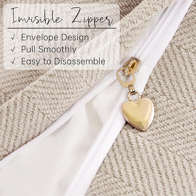 ZWJD Beige Pillow Covers 20x20 Set of 2 Chenille Throw Pillow Covers with Elegant Design Soft and Luxurious Decorative Throw Pillows for Couch, Bed, and Home Decor