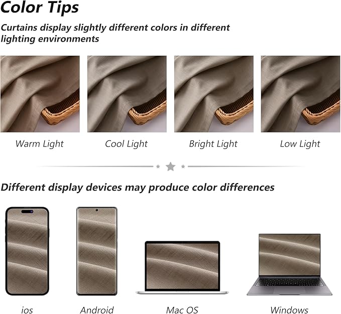 Guken Taupe Grey Linen Curtains 108 Inch Length for Living Room Bedroom 2 Panels Set Rod Pocket Light Filtering Semi Sheer Window Curtains 52 Inch Width Boho Farmhouse Linen Drapes, W52xL108