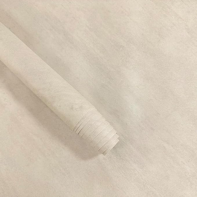 Beige Limewash Peel and Stick Wallpaper 32'' x 354'' Concrete Cream and Yellow Texture Contact Paper Self Adhesive PVC Waterproof Matte Granite Vinyl Removable for Kitchen Living Room Gym Dorm