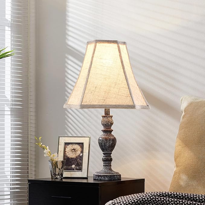 Oatmeal Linen Square Cut Corner Bell Lamp Shade Medium Lampshade 6.25×6.25''Top13×13''Bottom×11''Hight(Spider) Rustic Lamp Shade for Table & Floor Lamp - Lampshade Replacement