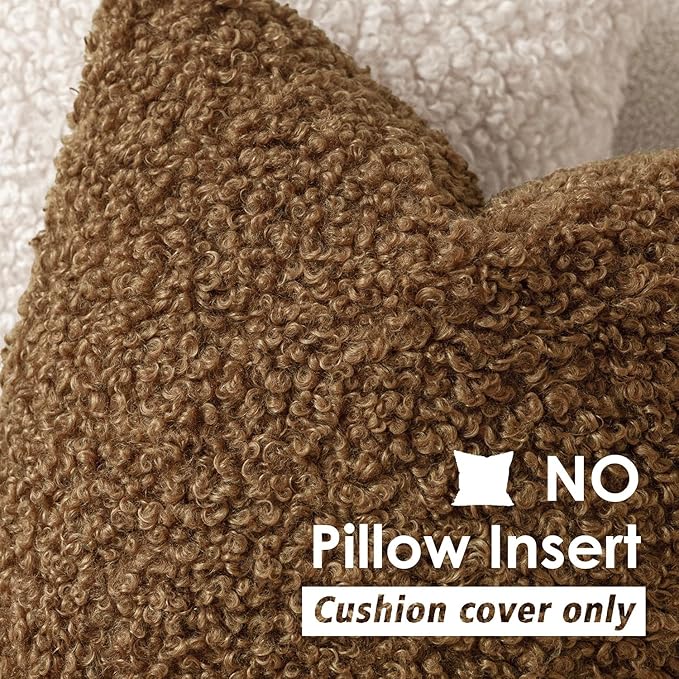 Foindtower 2 Pieces 26x26 Inch Dark Bronze, Faux Fur Throw Pillow Cover Accent Sherpa Furry Pillow Covers Fuzzy Soft Pillowcases Cozy Sheepskin Decorative Fleece Cushion Case for Bed Couch Living Room