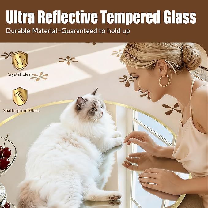 Gold Round Mirror 30 Inch Circle Mirror Bathroom Mirror Large Round Mirrors Brushed Metal Frame Anti-Rust Tempered Glass for Bathroom Bedroom Entryway Living Room