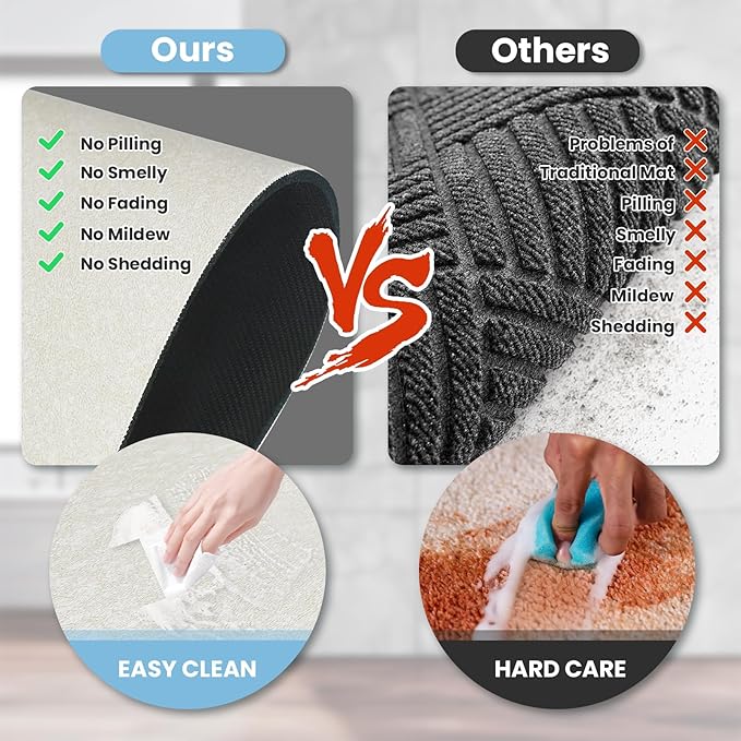 Extra Long Bathroom Rugs Diatomaceous Earth Bath mat Super Absorbent Quick Dry Non Slip Bath Mat Thin Runner Rug Fit Under Door-Shower Rug for in Front of Bathtub Shower, Beige, 23.6"x47.2"