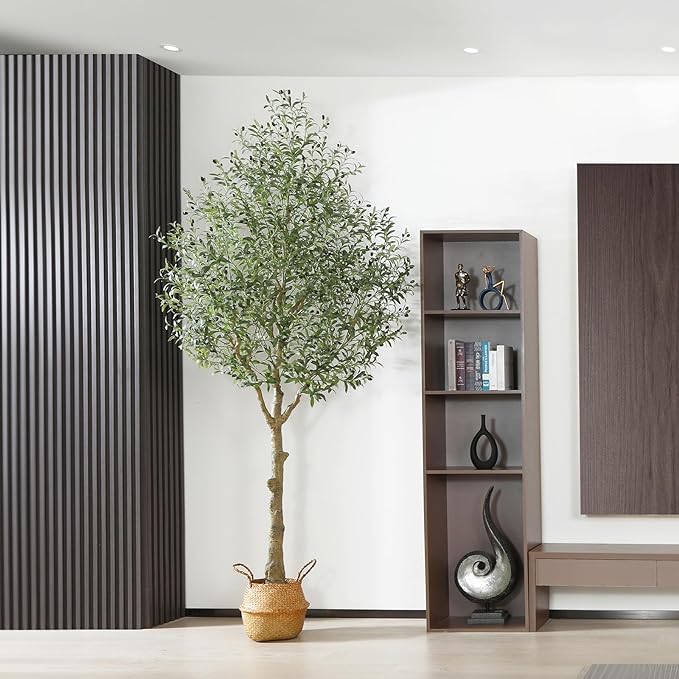 MOSADE Artificial Olive Tree 10 Feet Fake Olive Plant and Handmade Seagrass Basket, Perfect Tall Faux Topiary Silk Tree for Indoor Entryway Decor Home Office Gift