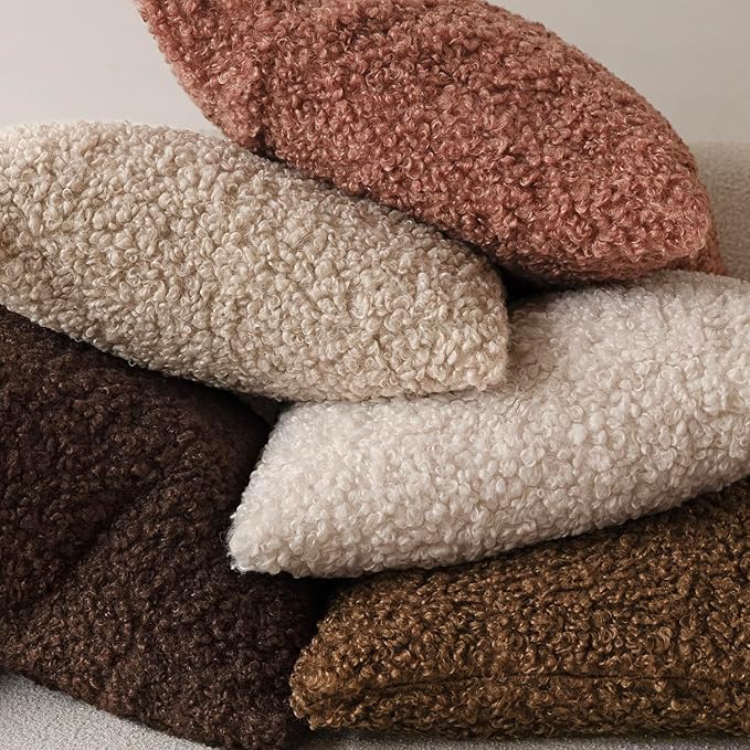 Foindtower 2 Pieces 20x20 Inch Dusty Pink, Faux Fur Throw Pillow Cover Accent Sherpa Furry Pillow Covers Fuzzy Soft Pillowcases Cozy Sheepskin Decorative Fleece Cushion Case for Bed Couch Living Room