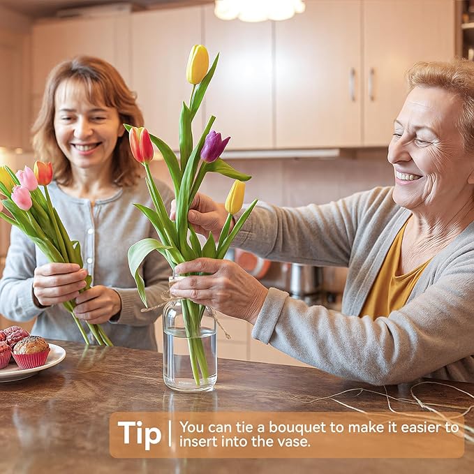 Vintage Glass Flower Vase Bulk 16 Pack Farmhouse Transparent Centerpiece Vases with Hemp Rope Mason Jars for Weddings Parties Dining Table Home Decor（Large）