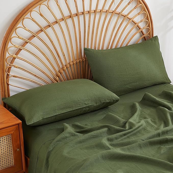 100% French Linen Pillowcase Set of 2, Breathable Envelope Closure Soft Linen Pillow Cover,Soft Luxury Hotel & Home Use, Gift