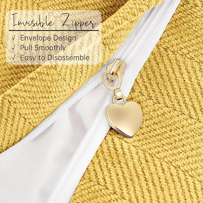 ZWJD Yellow Pillow Covers 16x16 Set of 2 Chenille Throw Pillow Covers with Elegant Design Soft and Luxurious Decorative Throw Pillows for Couch, Bed, and Home Decor