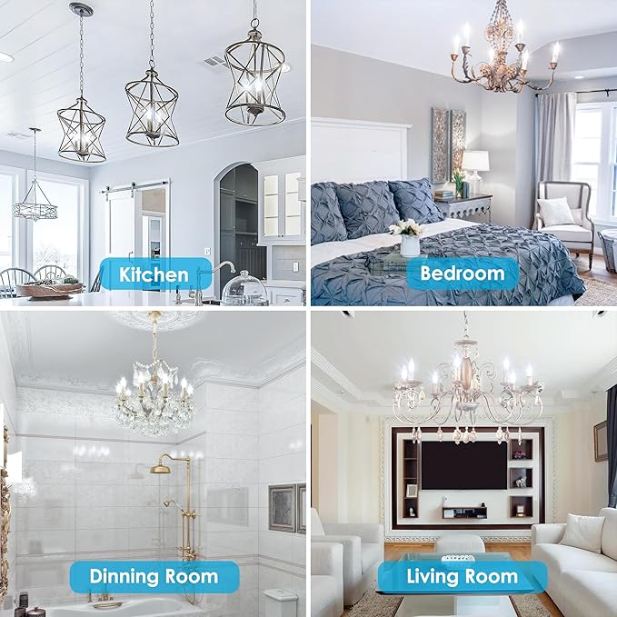 VOLIVO Dimmable E12 LED Candelabra Bulbs 60Watt Equivalent, 5000K Warm White, 500Lumens, 4.5W B11 Vintage Chandelier Light Bulbs, LED Filament Clear Glass Candle Lamp for Ceiling Fan Home Decor, 6Pack