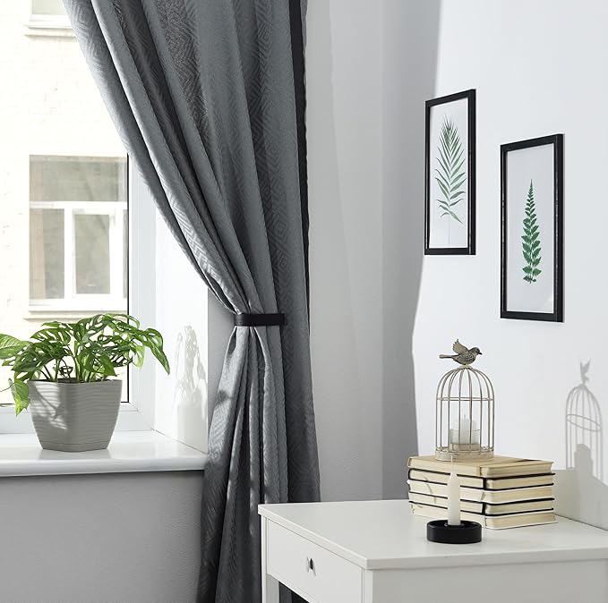 Wood Curtain Holdbacks - Set of 2 Black Modern Farmhouse Holdback for Drapes, Hooks for Walls, Curtains Tiebacks Wall Mount, Wooden Curtain Pullbacks Hook, Drapery Holders, Home Decor