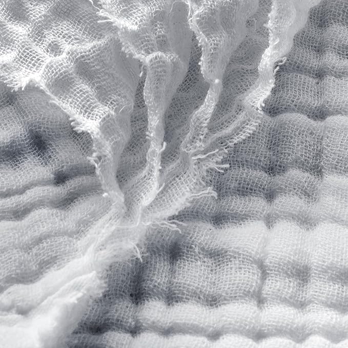 Carriediosa 100% Cotton Muslin Throw Blanket 70" X 80" Twin Size，4-Layers Summer Gauze Throws for Bed Couch，Soft Lightweight Breathable Linen Blankets Bedspread for Adults All Season，Grey