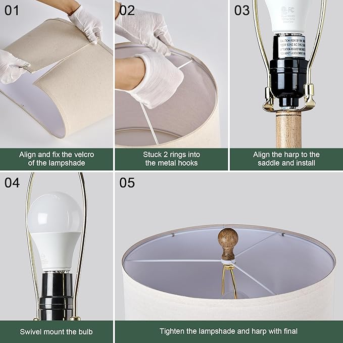 Farmhouse Lamps for Bedroom Set of 2, 28" VintageTable Lamps for Living Room with USB A+C Charging Ports, Touch Lamps for Nightstand, 2 Bulbs Included