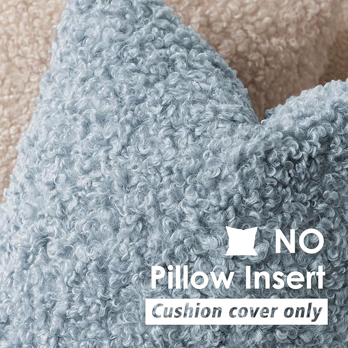 Foindtower 2 Pieces 20x20 Inch Misty Blue,Faux Fur Throw Pillow Cover Accent Sherpa Furry Pillow Covers Fuzzy Soft Pillowcases Cozy Sheepskin Decorative Fleece Cushion Case for Bed Couch Living Room