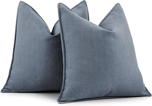 ZWJD Dusty Blue Pillow Covers 24x24 Inch Set of 2 Chenille Throw Pillow Covers with Elegant Design Soft and Luxurious Decorative Throw Pillows for Couch, Bed, and Home Decor(Dusty Blue)
