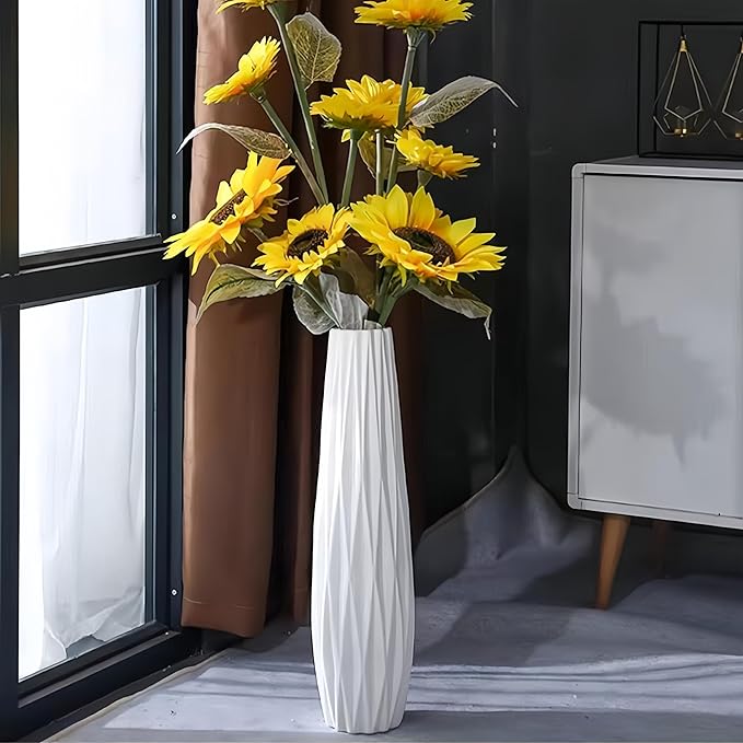 White Tall Floor Vase, 28" Ceramic Large Vase, Decorative Flower Vases for Modern Home Decor Living Room Office Bedroom Kitchen Wedding Centerpieces Farmhouse Décor