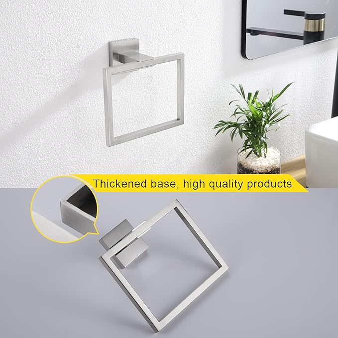 KOKOSIRI Bath Towel Ring 2PC Towel Hanger Bathroom Towel Holder Towel Rack Wall Mounted Stainless Steel 2 Pack, Brushed Steel, B3004BR-P2