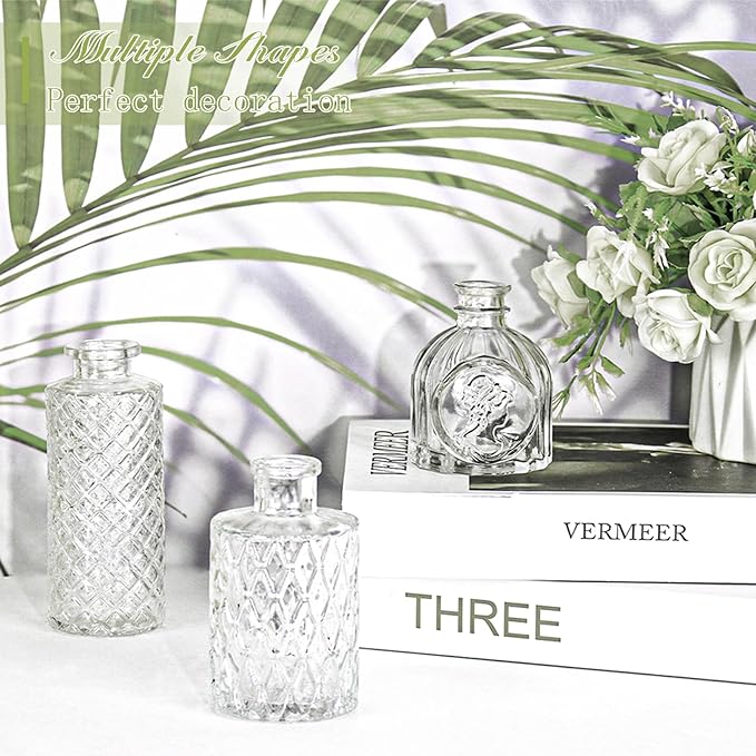 Set of 36 Glass Bud Vase Set, Small Vintage Clear Flower Vase Centerpieces for Table Bulk Cute Rustic Style Mini Vase for Home Decor Wedding Baby Shower Birthday Party