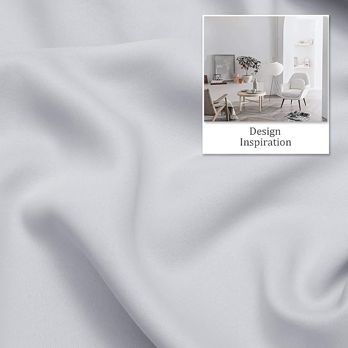 DUALIFE Greyish White Bedroom Curtains with Grommet 72 Inch Length White Curtains Panels for Kids Bedroom Thermal Insulated Room Darkening Window Drapes for Living Room 52x72 Inches Long,2 Panels