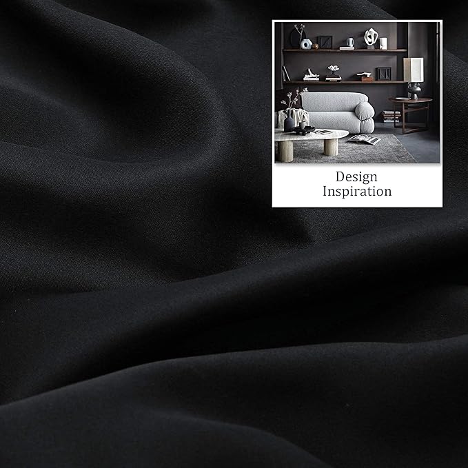 DUALIFE Blackout Curtains 60 inches Wide x 84 inches Long 2 Panels - Grommet Wall Divider Drapes Thermal Insulated Curtains for Bedroom Doorway, Black Color