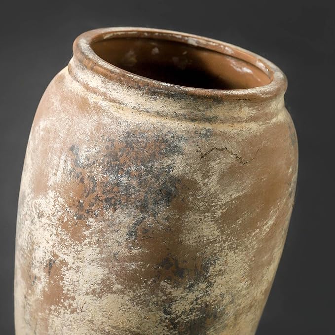 Ceramic Rustic Vase, 8.2 Inch Farmhouse Flower Vase, Christmas Decorative Vintage Vase Boho Decor for Home Decor, Living Room, Entryway, Holiday Wedding New Year Gifts