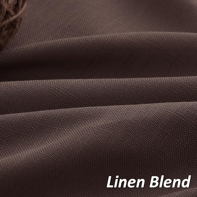 Guken Coffee Linen Curtains 84 Inch Length for Living Room Bedroom 2 Panels Set Rod Pocket Light Filtering Semi Sheer Window Curtains 52 Inch Width Boho Farmhouse Linen Drapes, W52xL84