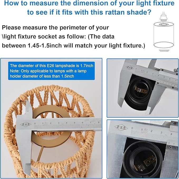 MELUCEE 3 Pack Rattan Lamp Shade Small Boho Shades Replacement 6.0" Height Light Covers, Cylinder Woven Lampshade for Pendant Light Floor Lamps Chandelier Wall Sconces Light Fixture