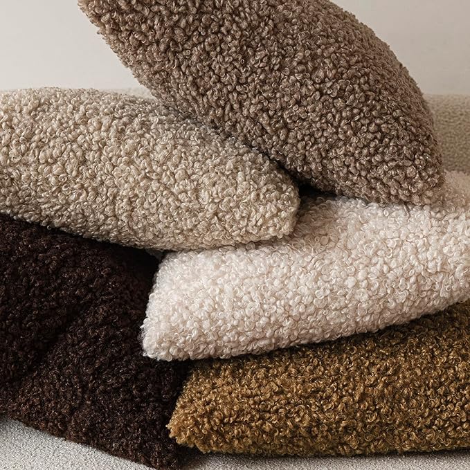 Foindtower 2 Pieces 18x18 Inch Dark Brown, Faux Fur Throw Pillow Cover Accent Sherpa Furry Pillow Covers Fuzzy Soft Pillowcases Cozy Sheepskin Decorative Fleece Cushion Case for Bed Couch Living Room