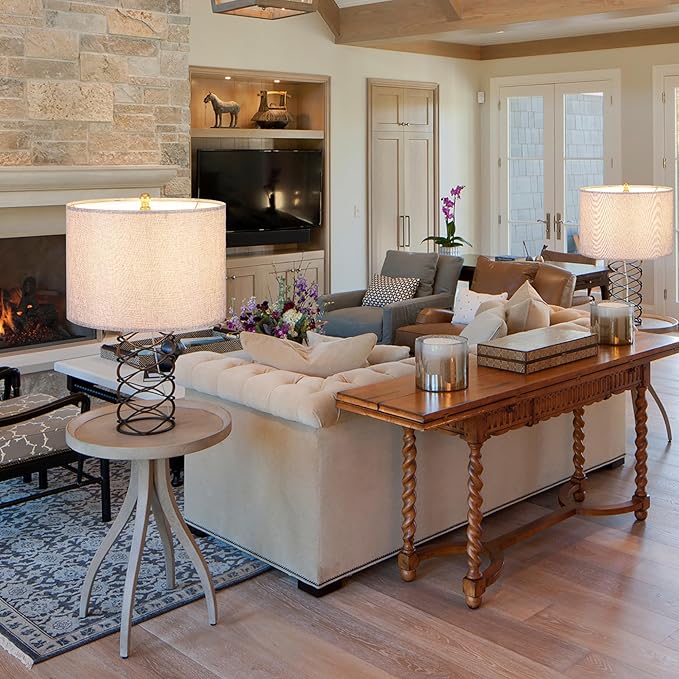 Wellmet 16"x16"x12" Assembly Required Lampshade for Table Lamp, Bedside Lamp, Floor Lamp, Fabric Drum Lampshade Classic Modern Style, Spider Fitter, Grey