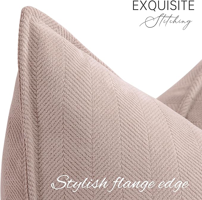 ZWJD Dusty Pink Pillow Covers 24x24 Set of 2 Chenille Throw Pillow Covers with Elegant Design Soft and Luxurious Decorative Throw Pillows for Couch, Bed, and Home Decor