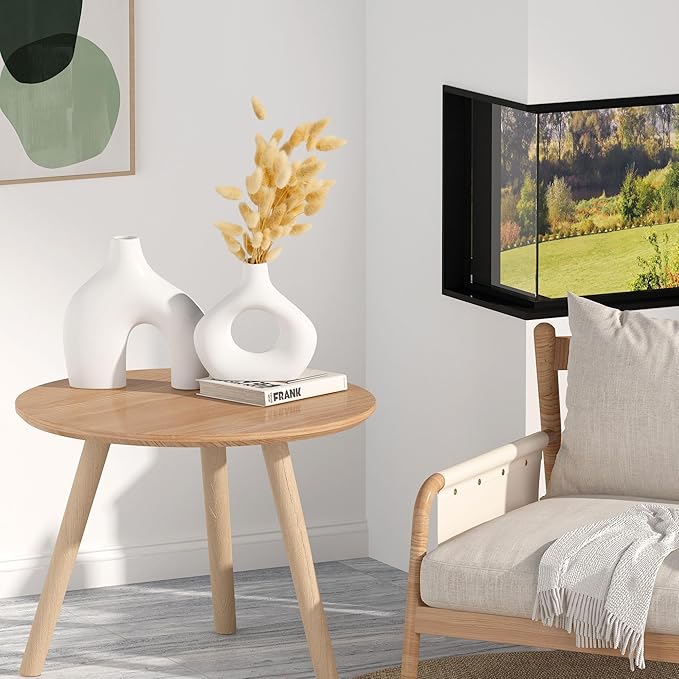 White Ceramic Vase Set of 2, Pampas Grass Vases for Home Decor, Hollow Round Boho Vases for Flowers, Nordic Minimalism Style vase for Living Room Bedroom Shelf Decor