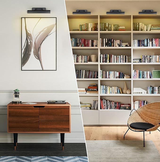 Picture Light for Wall 18" Black Picture Lights Hardwired 3-Light Bronze Picture Frame Light Dimmable Art Gallery Light Accent Lighting Bathroom Wall Sconce for Artwork Poster Display