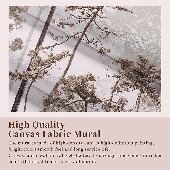 Vintage Forest Wallpaper Nature Woodland Wall Mural Peel and Stick (138" W x 98" H) Self-Adhesive Wallpaper for Bedroom Living Room Canvas Wall Paintings Large Nature Landscapes Murals