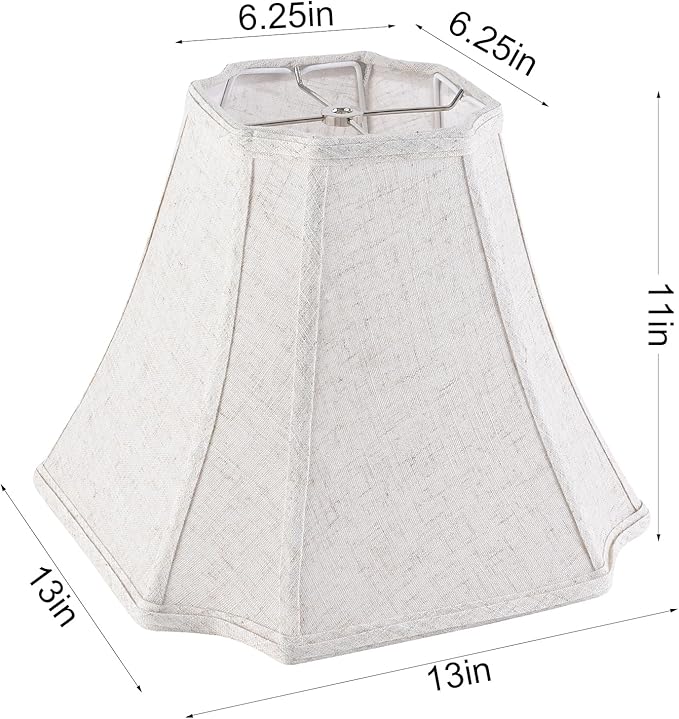 Oatmeal Linen Square Cut Corner Bell Lamp Shade Medium Lampshade 6.25×6.25''Top13×13''Bottom×11''Hight(Spider) Rustic Lamp Shade for Table & Floor Lamp - Lampshade Replacement